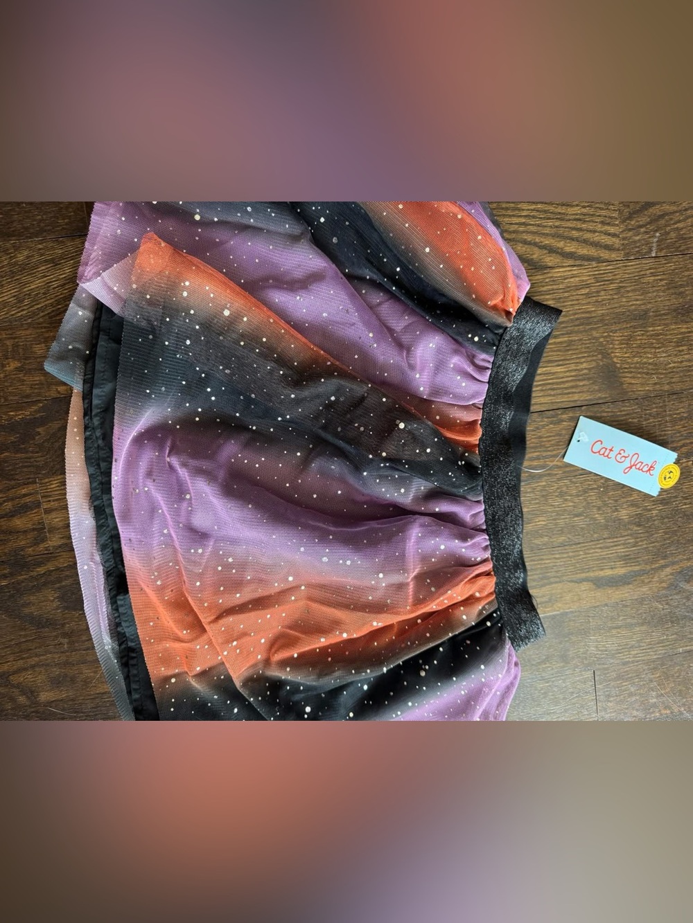 Gradient Starry Print Women's Skirt in Purple and Orange